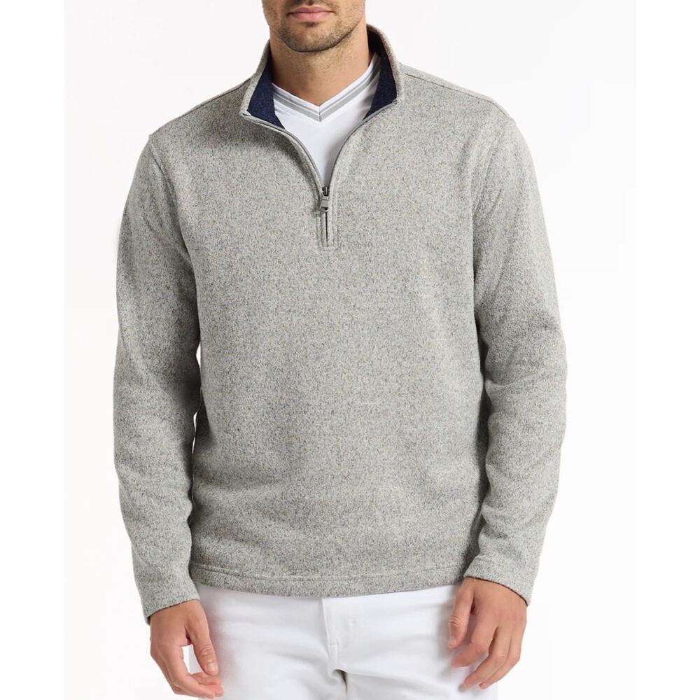 Robert Graham Gray Quarter Zip Fit classic Cotton Knit Construction L A004951